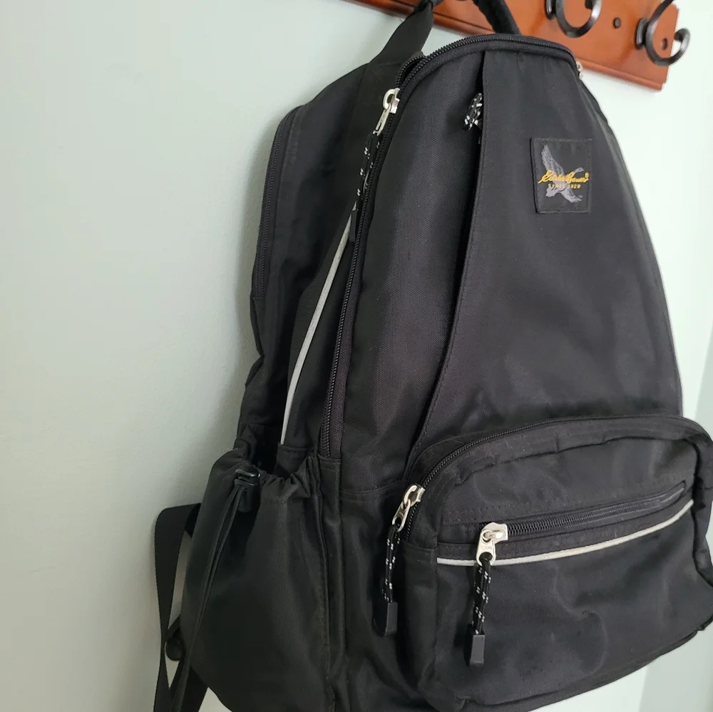 Eddie Bauer Nylon Black Multi Compartment Backpack Gender-Neutral Camping Travel
